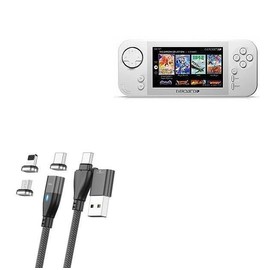 BoxWave Cable Compatible with Blaze Evercade EXP Handheld - MagnetoSnap PD AllCharge Cable (100W), Magnet Charging Braided USB Type-C Micro - Jet Black