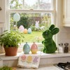 2Pcs Moss Flocked Bunny Easter Decorations 11CM Moss Rabbit Grass