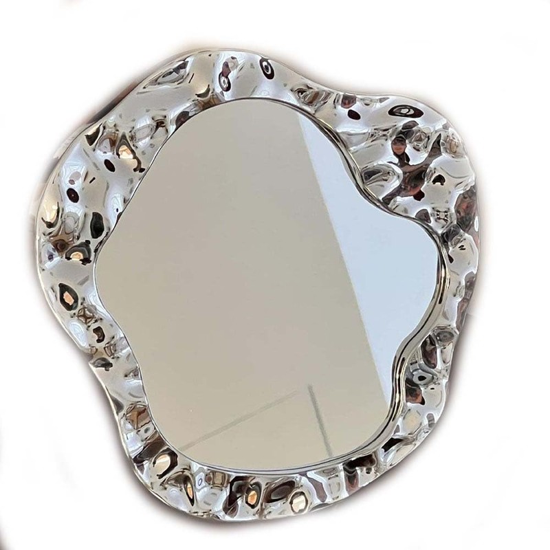 zaoalife Makeup Mirror Wave-Pattern Simple Water Ripple Mirror Portable Irregular