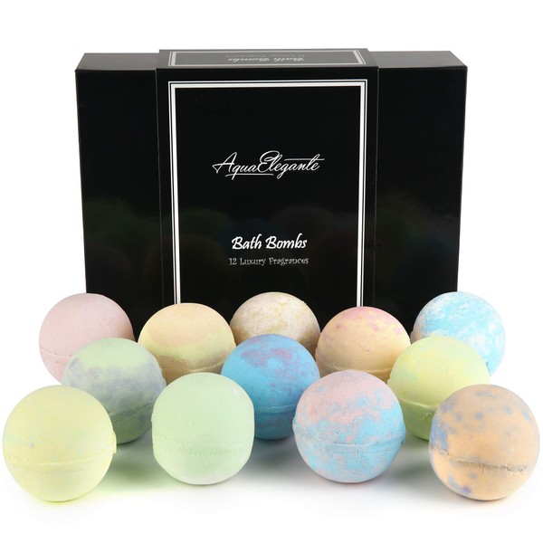 Luxury Bath Bombs for Women - Gift Set of 12 Large Bathbombs with Organic Essential Oils - Natural Vegan Soap for Moisturizing Fizzy Bubbles