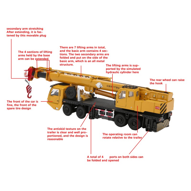 Diecast 1/55 Scale Metal Alloy Car Model Crane Hoisting Hoist