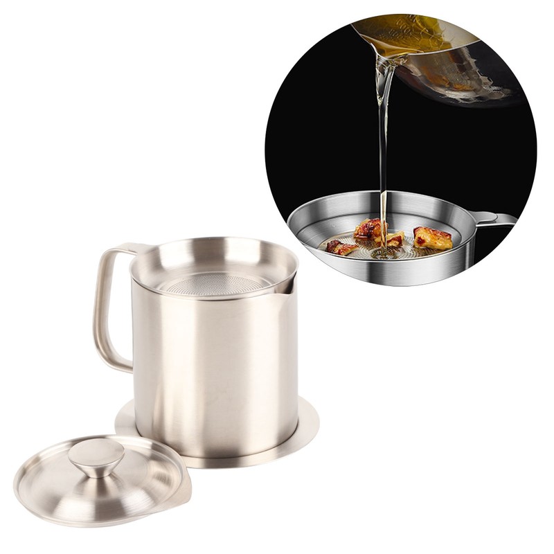 Grease Container 304 Stainless Steel Dustproof Large Capacity Fine Strainer