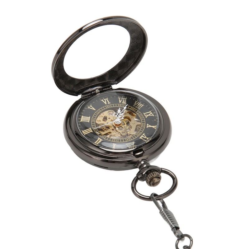 Mechanical Pocket Watch Vintage Double Case Watch Hand Wind Skeleton