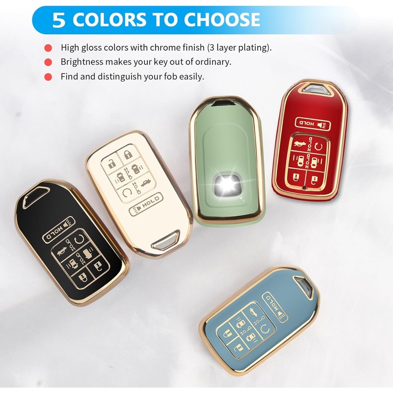 QBUC for Honda Odyssey 7 Button Key Fob Cover Case