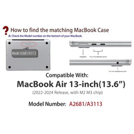 UESWILL Case Compatible with MacBook Air 13 inch M2 M3 chip, 2022 2024 Release, Glossy Transparent Cover for MacBook Air 13.6 Model A3113 A2681, Crystal Clear