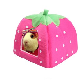 FLAdorepet Rabbit Guinea Pig Hamster House Bed Cute Small Animal Pet Winter Warm Squirrel Hedgehog Chinchilla House Cage Nest Hamster Accessories (9" 9" 10", Rose red)