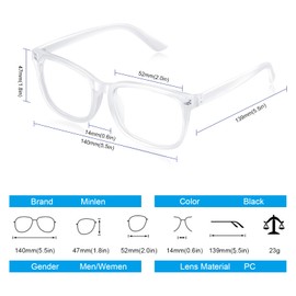 minlen Blue Light Blocking Glasses for Women or Men |Fashion UV Ray Filter Eyeglasses for Reading, PC and TV | Gaming Glasses Instantly Blocks Glare from Computers and Phone Screens (Transparent)…