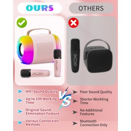 E-SMARTER Mini Karaoke Machine 2 Microphones, Bluetooth 5.3 Kids Karaoke Machines Portable with 4 Dazzling Light Modes & Voice Changer, Boys Girls Toys for 3-12 years old for Kids