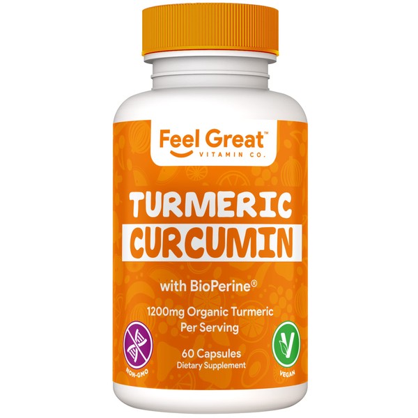 Organic Turmeric Curcumin with Black Pepper for Absorption by Feel Great Vitamin Co