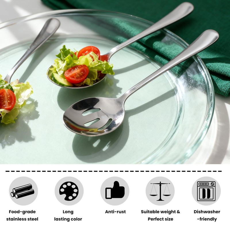 6 Pack Serving Spoons Set with 3 Serving Spoons and