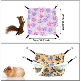 YQkangzhu 2Pcs Rat Hammocks for Cage, 2 Layer Ferret Rat Hammock, Guinea Pig Hammock, Hamster Bed Mat, Pet Hammock for Cage Accessories, Chinchilla Hanging House, Playing Sleeping Small Animal Beds