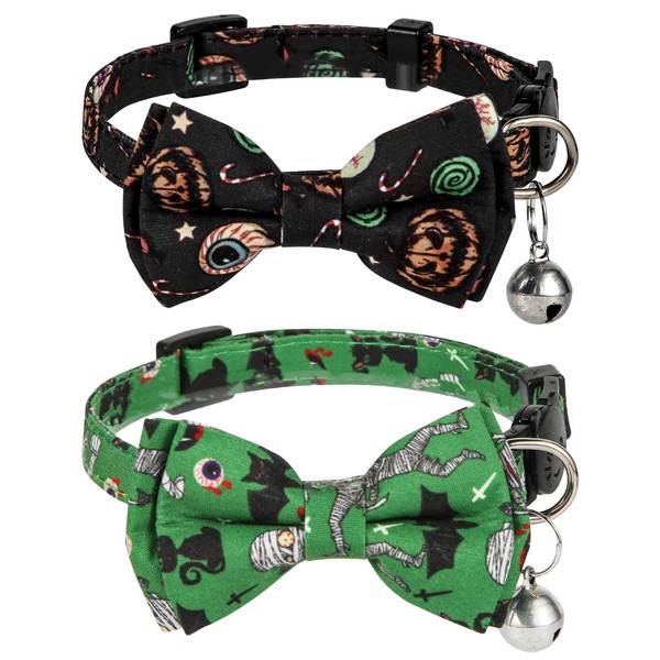 LUTER 2pcs Halloween Cat Collar, 11.8x0.39 Inch Adjustable Cat Collar