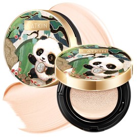 CATKIN Panda Land Full Coverage Cushion Fondation, Maquillaje facial transpirable hidratante nutritivo sin poros para piel sensible,Sheer Finish C01 F