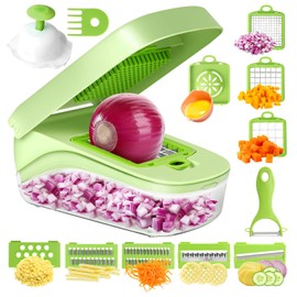 Vegetable Chopper,Onion Chopper, 17 in 1 Professional Mandoline Slicer for Kitchen,Multifunctional Food Chopper,Cheese Grater,Veggie Chopper with Container - Kitchen Gadgets - Home Essentials