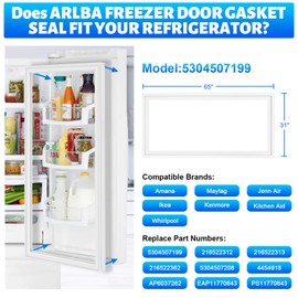 ARLBA Upgraded 65"x31" 5304507199 Freezer Door Gasket Compatible with Frigidaire Kenmore and Crosley Freezer Door Seal Part Replaces 216522312 216522313 216522362 5304507208 Upright Freezer White