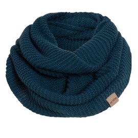 KNIT FACTORY - Jamie Loop Scarf - Knitted Tube Scarf - Autumn & Winter Essentials - Timeless Fashion Accessory - For Men and Women - Knitted Scarf with Wool, petrol