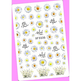 Daisy Be Mine Dandelion Flowers Leaf Extra-Thin 3D Art Nail Stickers Xf3335 for Nails Design Nail Art Stickers Decals Supplies Manicure Tips Sticker Colorful for Nail Decorations