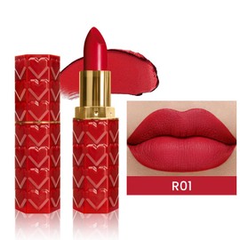 evpct 1Pcs Ruby Red Lipstick, Silky Velvet Matte Lipstick Pack Sets for Women, Long Lasting Smudge Proof Lipstick Lip Stain Makeup Kit matte lipstick 24 hours original R01
