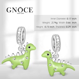 GNOCE 925 Sterling Silver Charm Beads Bracelets Great for Necklace Jewelry, Fits Most US European Bracelet - Green Dragon