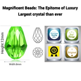 Crystal beads,300 pcs 12MM Large ab acrylic crystal faceted long teardrop pendants，12mm*8 mm Glass Beads Jewelry Bracelet Making Kit DIY Waterdrop Beads for Craft with 2 Elastic String