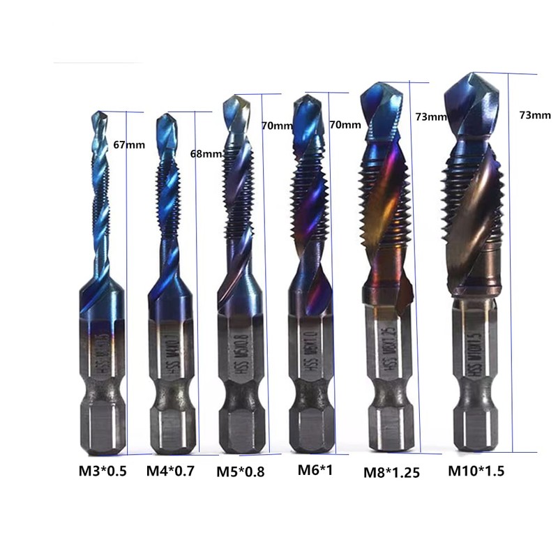 6-Piece Combination Drill Bit Set, HSS Bit Set, 3-in-1 Drill