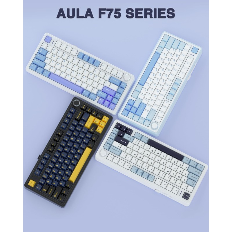 AULA F75 75% Wireless Mechanical Keyboard,Gasket Hot Swappable Custom Keyboard,Pre-lubed