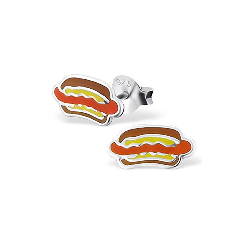Hot Dog Earrings 925 Sterling Silver