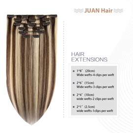 Medium Brown to Bleach Blonde Highlights Clip in Hair Extensions 70G 100% Remy Human Hair Extensions 7pcs 16clips for Women(18Inch #4P613)