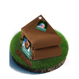 Erfolkerz Canvas Tarp 16x20ft 22Mil Water-Resistant Tarps with Aluminum Grommets, 14OZ UV-Resistant Tarpaulin,Heavy-Duty Multi-Use Cloth Covers for Wood/Car/Roof/Boat/Camp/Canopy