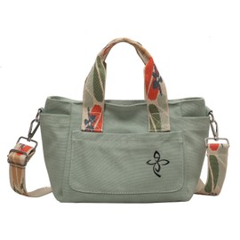 Top-Handle, Adjustable and Detachable Shoulder Strap Multi Compartment Canvas Bag for Shopping; Vacation and Commuting, Green