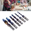 6pcs Spiral Tap Drill Bit Set Blue Plating Coating Hex