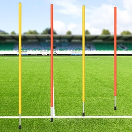 Silipull 4 Pcs Training Agility Poles 5ft Adjustable Poles Soccer Training Sticks Sports Speed and Agility Trainings Equipment for Football Sport Soccers Speed Trainings(Yellow, Orange)