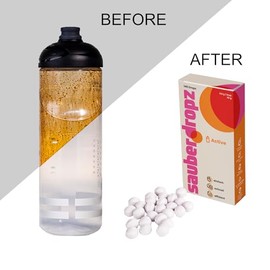 Sauberdropz Active ‚Äì Trinkflaschen-Reinigungstabs, 140 Drops, MADE IN AUSTRIA ‚Äì f√ºr Sportflaschen, Thermosflaschen und Wasserflaschen aus Edelstahl, Aluminium & Glas, einfache Reinigung in 40 Sekunden