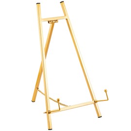 Varku Small Gold Easel Iron Frame Stand, Gold Wedding Photo Frame Display, Modern and Elegant, Sturdy Metal Construction, Ideal for Artworks and Photos