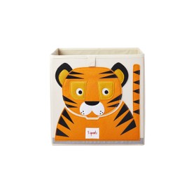 3 Sprouts Cube Storage Box - Organizer Container for Kids & Toddlers, Tiger