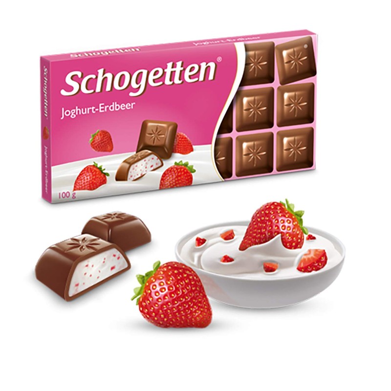 Schogetten Yoghurt Strawberry Chocolate Bar Candy Original German Chocolate 100g/3.52oz