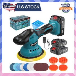Vkdemer Cordless 6" Car Buffer, 21V Batteries, 6-Speed 5500RPM Polisher