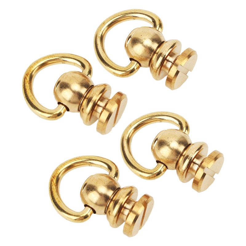 12 Sets D Ring Stud Screw Gold Brass Metal Plating