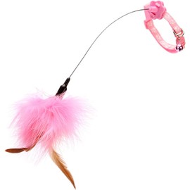 Jowxsx Pink Teasing Collars Funny Kitten Automatic Toy with Feather Decoration Relieve Boredom Supplies Cat Feather Toys Cat Amusing-Collar Hands-Free Toy