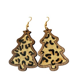 Colorful Christmas Tree Star Resin Acrylic Dangle Earrings for Women Lightweight Leopard Floral Cow Print Fur Leather Santa Tree Wooden Earrings Xmas Holiday Jewelry-Style 8