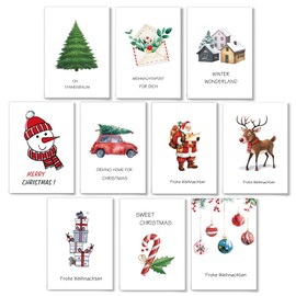 Christmas Cards with Envelope Set (20 Pieces) – A6 Folding Cards Christmas Greeting Cards – Includes Envelope Made of Kraft Paper – for the Family Best Christmas Greetings