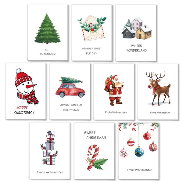 Christmas Cards with Envelope Set (20 Pieces) – A6 Folding