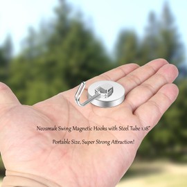 Neosmuk Magnetic Hooks, Cruise Ship Essentials, 100lb+ Swing Swivel Heavy Duty Magnetic Hooks for Cruise Cabins, Refrigerator, Grill, Hanging, and Travel,Extra Strong Must-Haves, Silver.