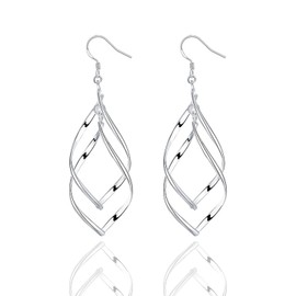 925 Sterling Silver Earrings Dangle Earrings Linear Drop Statement Earrings for Women Teen Girls(Leaf shape)