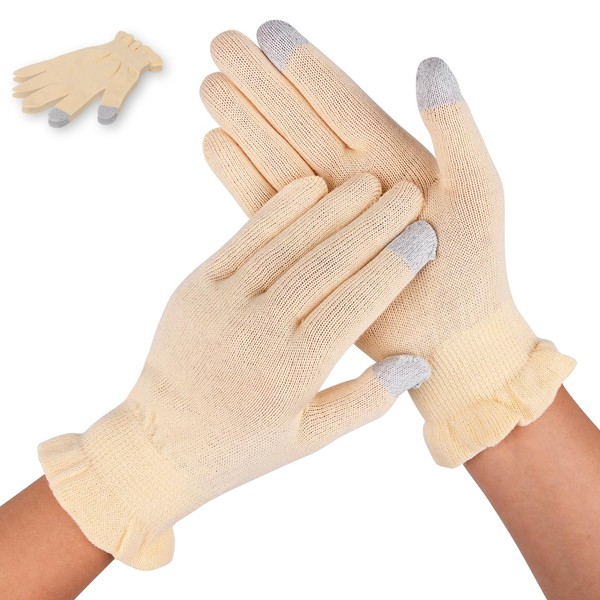 DONFRI 100% Cotton Gloves, Smartphone Compatible, Rough Hands, Good Night