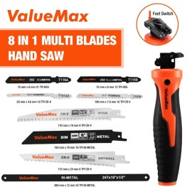 Valuemax 8-In-1 Multi-Blades Hand Saw Quick-Change Mechanism Hacksaws TPR Handle