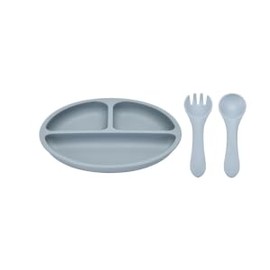 Silicone Baby Feeding Set, Eating Essentials Utensils with Spoons Forks Suction Plate, for 6+ Months