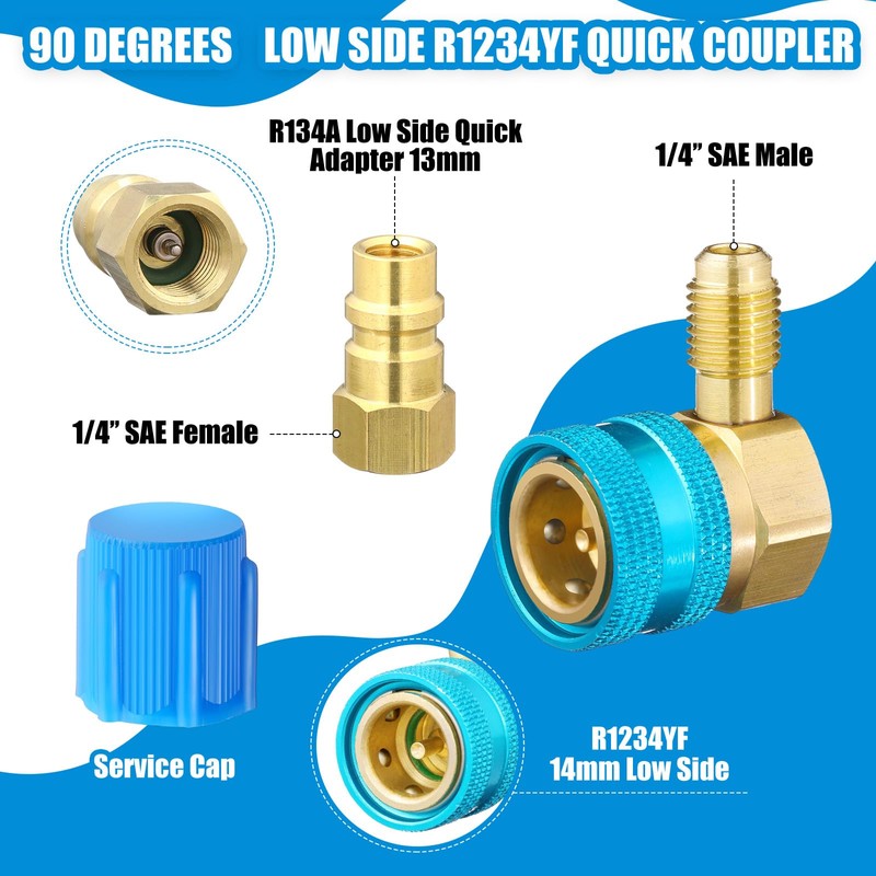 Tandefio R1234yf Adapter R1234yf to R134a Quick Coupler High Low
