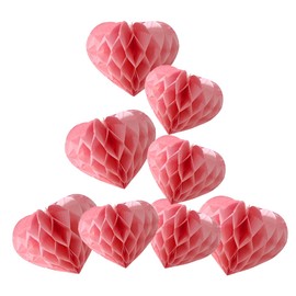 Heart Shaped Honeycomb Balls Party Decorations 8 Pieces 8" 10"Tissue Paper Pom Poms Flower Balls for Birthday Wedding Party Baby Shower Nursery Wall Decor (Light Pink)