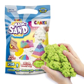 Craze Magic Sand, Green Kinetic Sand Refill Pack, 750 g, Colourful Magic Sand, Kneading Sand for Children’s Craft Set, BPA Free & Gluten Free